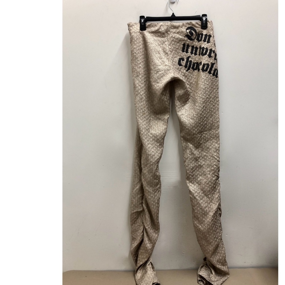 Vintage Early 2000's Y2K Miss Sixty Gold Pants Legging Don't Unwrap Chocolate